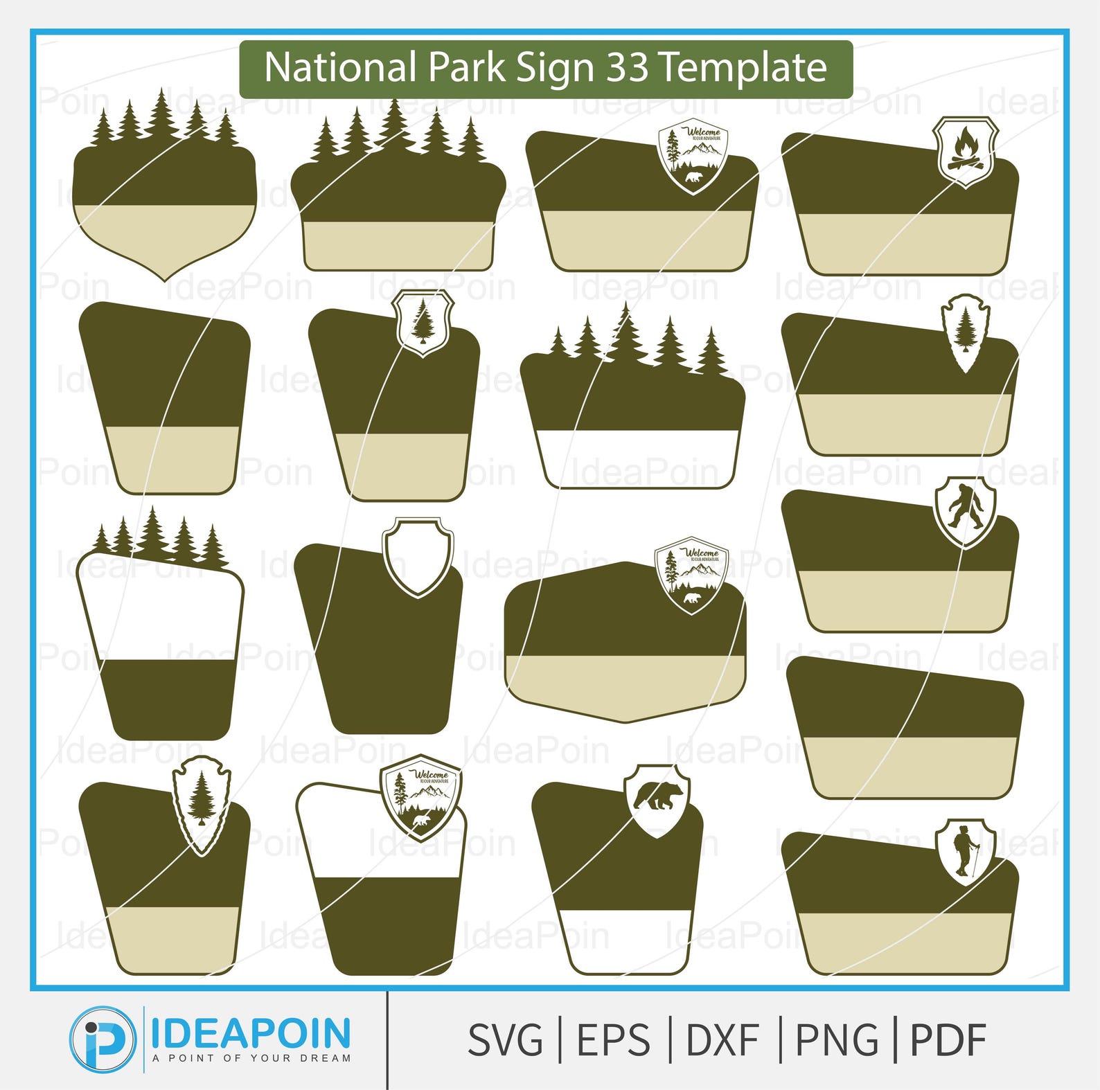 Customizable National Park Sign Templates, SVG Files (digital Download