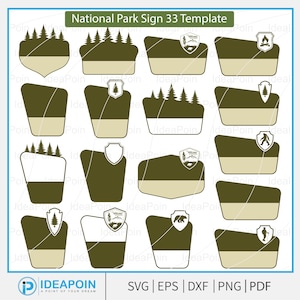 Customizable National Park Sign svg, National Park Clipart, National Park Sign Vector, National Parks Sign Outlines, Customizable Templates