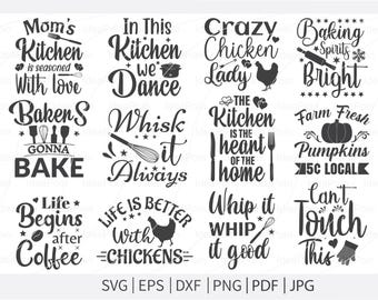 Küchen Zitate SVG Bundle, lustige Koch Sprüche (Digitaler Download)