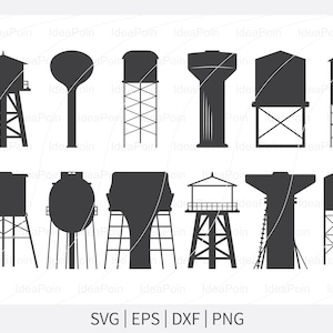 Water tower SVG,  Water tower Silhouette, Water Tower Cut File,  Water tower cutting files, printable design,  Water Tower Clipart