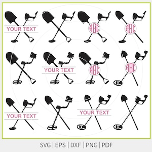 Metal Detector svg, Metal Detector with Shovel svg, Metal Detector Logo, metal detecting svg, Metal Detector Clipart,Metal Detector Monogram