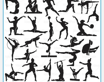 Svg de gymnastique, fille d'athlète de sport, lot de Svg de gymnastique, gymnaste Png, svg de gymnastique rythmique, gymnastique avec ruban