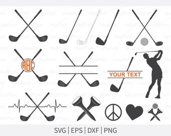 Pallina da golf, Mazza da golf, Battito cardiaco della pallina da golf, Mazze da golf in ferro e legno, Mazza da golf svg, Mazza da golf svg, Golf SVG, pace amore Golf svg, eps