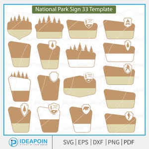Customizable National Park Sign Templates (svg, png, eps, dxf)