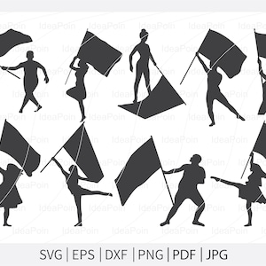 Color Guard Flags Svg, Color Guard Svg, Marching Band Silhouette, Male Color Guard SVG, Marching Band svg, Color Guard Vector, Color Guard