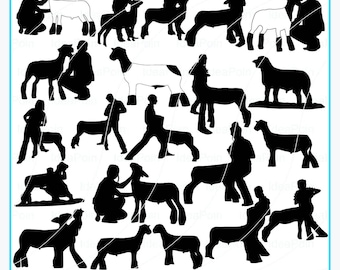 Show lam silhouet SVG-bundel, markt lam clipart (digitale bestanden)