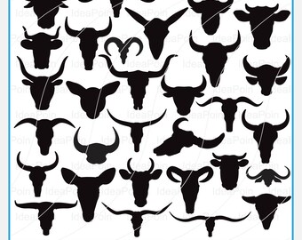 Bull Skull svg, Bull skull silhouette, Bull head, Bull Vector, Bull Skull Vector, longhorn head skull, Skull svg, Cow Skull svg