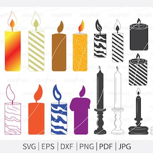 Candle svg, Candle svg Bundle, Wax Candle Svg, Candle clipart, Candle Silhouette, Candle Vector, Candle Cricut Files, svg, eps, dxf, png