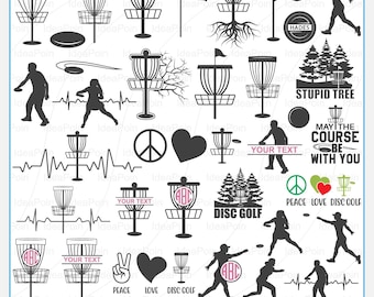 Pacchetto di vettoriali per Disc Golf, grafiche silhouette (svg, png, eps, dxf)