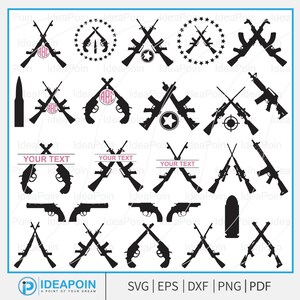 Crossed Rifles SVG, monogramme de chasse (fichiers numériques)