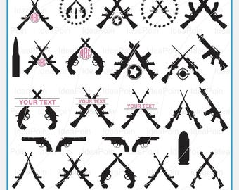 Crossed Rifles SVG, Hunting Monogram (Digital Files)