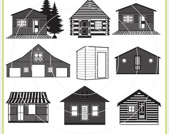 Cabin SVG Clipart Set (Digital Download)