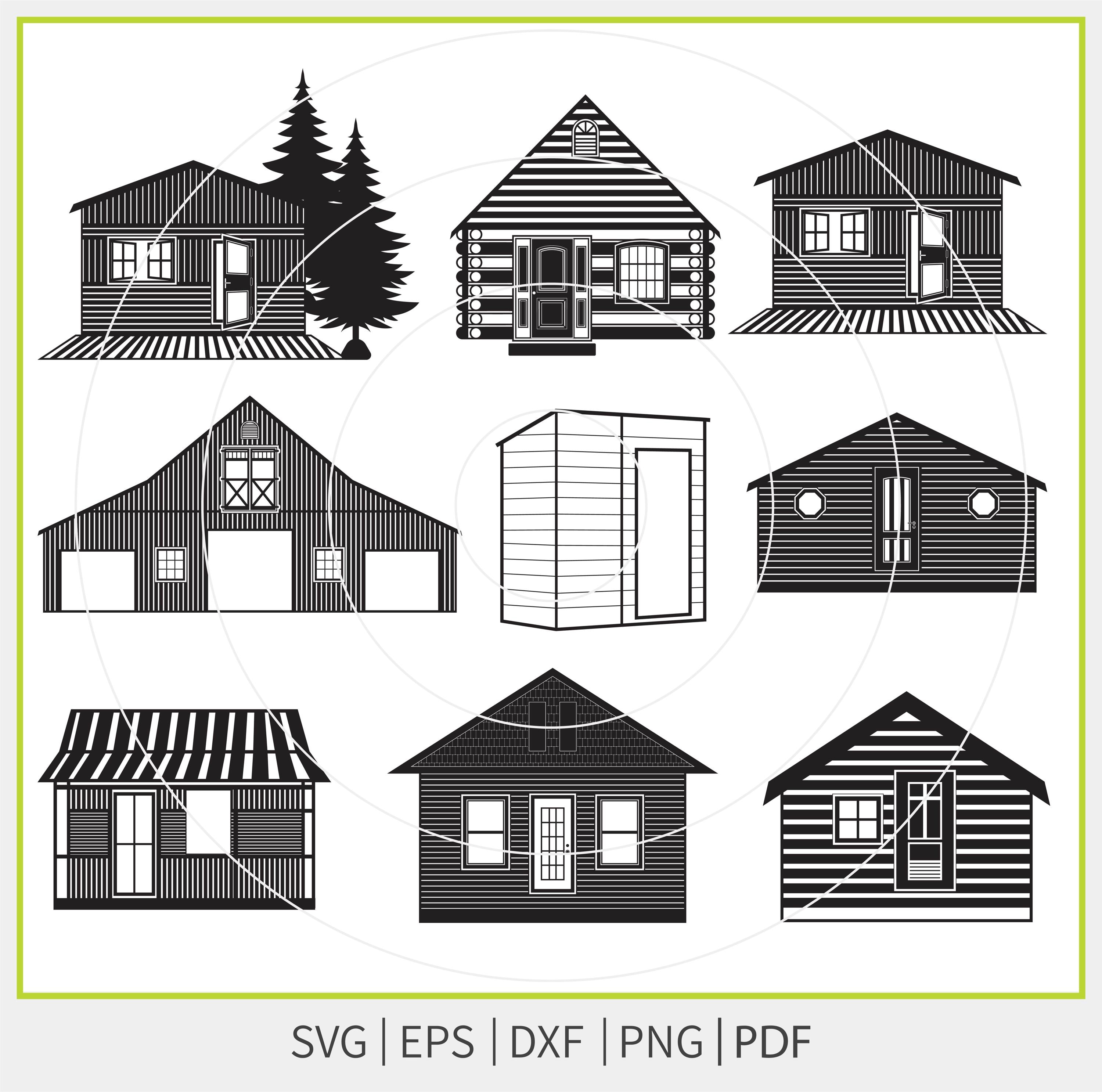 Svg cabane, cabane en bois, cabane en rondins, Svg Bundle cabine, ensemble de cliparts cabane