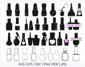 Nail Polish Bottle Svg Bundle, Manicure Fashion Makeup Vector (Digital Files)