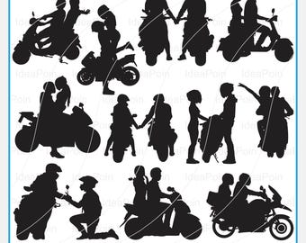 Motorcycle couple svg, Motorcycle silhouette, Biker Couple Gift, Wedding cake topper, Dirt Bike Couple vector Svg, Motocross Love Clipart