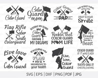 Fichier SVG Color Guard, Marching Band svg, Svg drapeau Color Guard, famille de bande SVG, Svg Colorguard, maman Color Guard, Dxf Color Guard, défilé