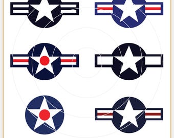 US Air Force Roundel svg, Retro Military Star SVG Bundle, u.s. National Military Aircraft Roundel, National Star Insignia USAF, us Military