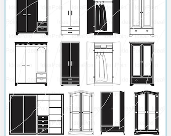 Svg de garde-robe, vêtements Svg, Svg de armoire, clipart de garde-robe, Svg de placard, fichiers de garde-robe pour Cricut, fichiers de coupe de garde-robe, clipart de garde-robe