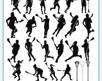 Crosse femmes Svg, Clipart sport féminin, bâtons de crosse, fichier vectoriel de silhouettes de femmes de crosse, svg Sport de crosse