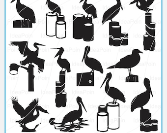 Pelican on wooden pilling svg, Beach Vacation, Pelican SVG, Pelican On Wooden Piling Post png, Bird Clipart, Pelican Silhouette