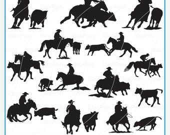 Cutting Horse cow, Working Horse cow svg, Cutting lady Horse svg, Western Horse cow silhouettes, Cutting Horse Bundle, Cowboy Horseboy