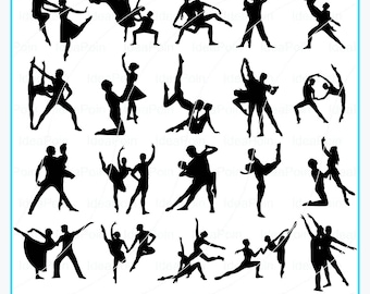 Couple Ballet Dancing Svg, Couple Ballet Clipart, Couple Ballet Dancing Silhouettes, Ballet Dance Bundle, Ballet Poses Couple Vector