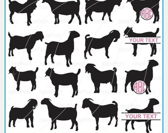 Boer Goat svg, Boer Doe Set Digital Download, Boer Goat Split Monogram Svg File, Boer Goat SVG  Livesto Billy Goa PNG, Nubian Show Goat
