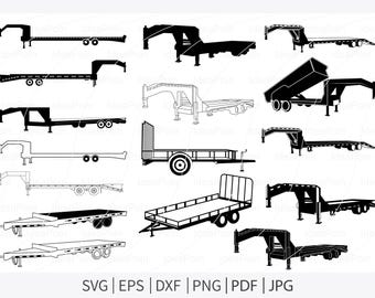 Big Tex Trailers SVG, Flatbed trailer svg, Flatbed Gooseneck Trailer SVG File, trailer park svg, Flatbed Gooseneck Trailer Silhouette, Dxf