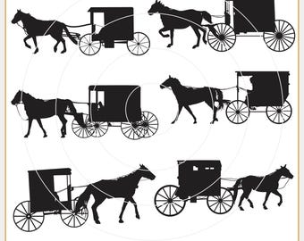 アーミッシュの馬車と金属製横断標識。ガレージ、ワークショップ