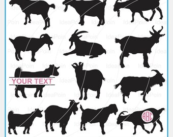 Pacote de Silhuetas de Cabra Anã em SVG, Clipart de Animais de Fazenda (Download Digital)