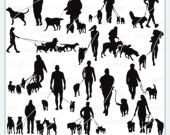 Dog Walker Silhouette SVG Bundle (Digital Download)