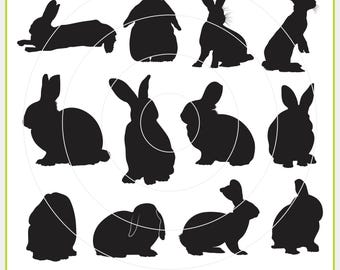 Holland Lop Rabbit Silhouette, Easter Bunny (svg, png, eps, dxf) Digital Download