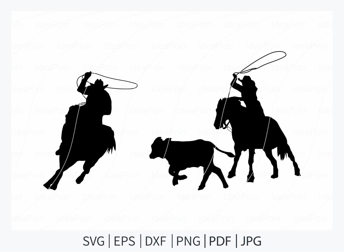 Team Roping Rodeo Ranch Svg, Team Roping, Cattle Roping Cowboy, Cattle ...