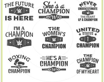 Championship-riem SVG-bundel, Champion T-shirtontwerp (digitale bestanden)