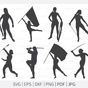 Color Guard Svg, Marching Band Silhouette, Male Color Guard SVG, Marching Band svg, Color Guard Vector, Color Guard Flags, Guard Rifle