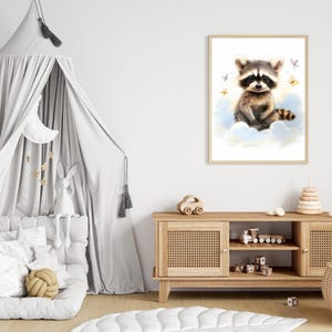 Cute Baby Raccoon Printable | Woodland Animal Wall Art for Nursery or Playroom
