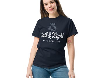 Camiseta Sal y Luz: Camiseta con versículo bíblico cristiano