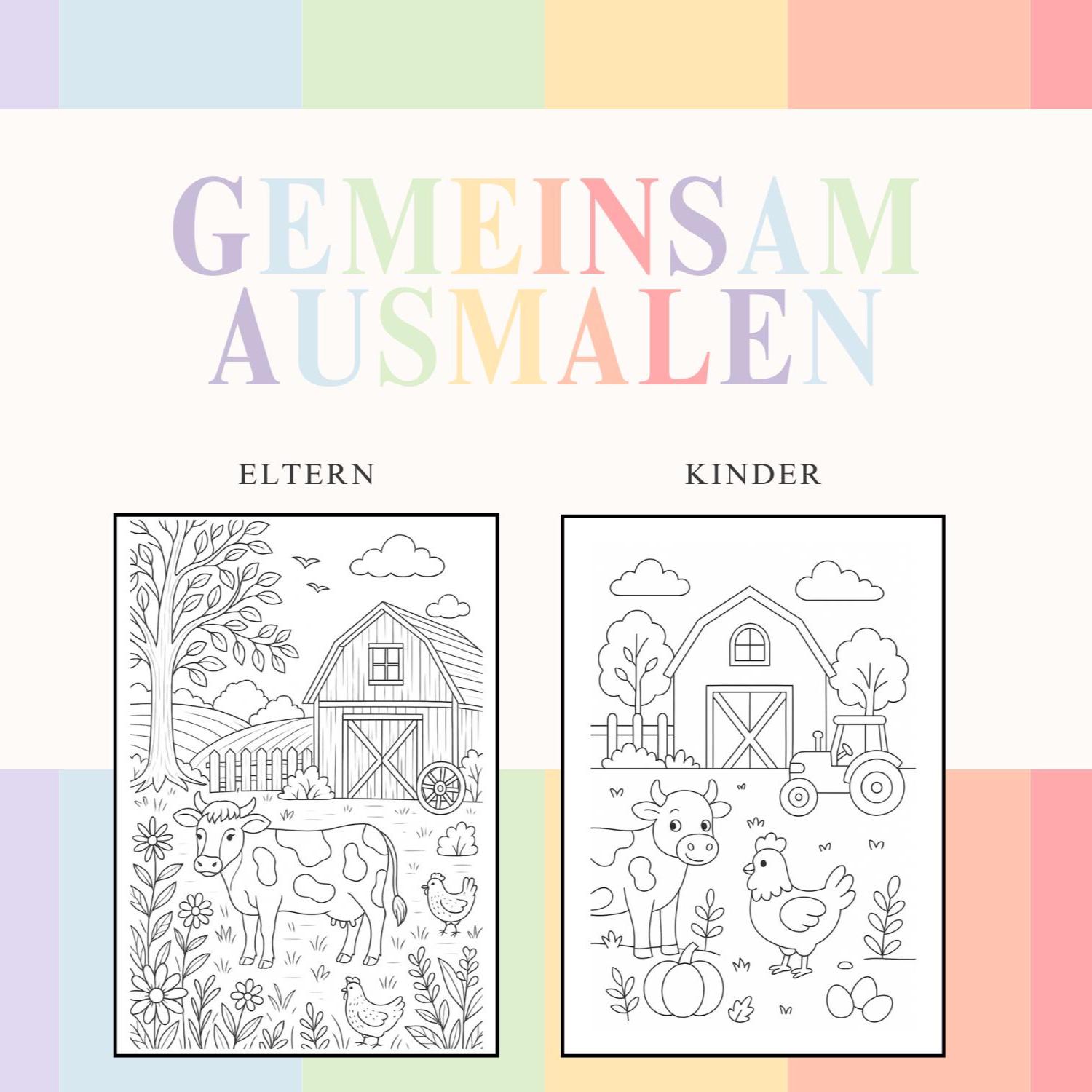 Coloring Page Set for Kids & Adults (PDF) | Color Together With Parents ...
