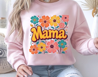 Moederdagcadeau voor haar, mama bloementrui met ronde hals, cadeau voor moeder, Moederdagkleding, trendy trui voor ouders, lentemode