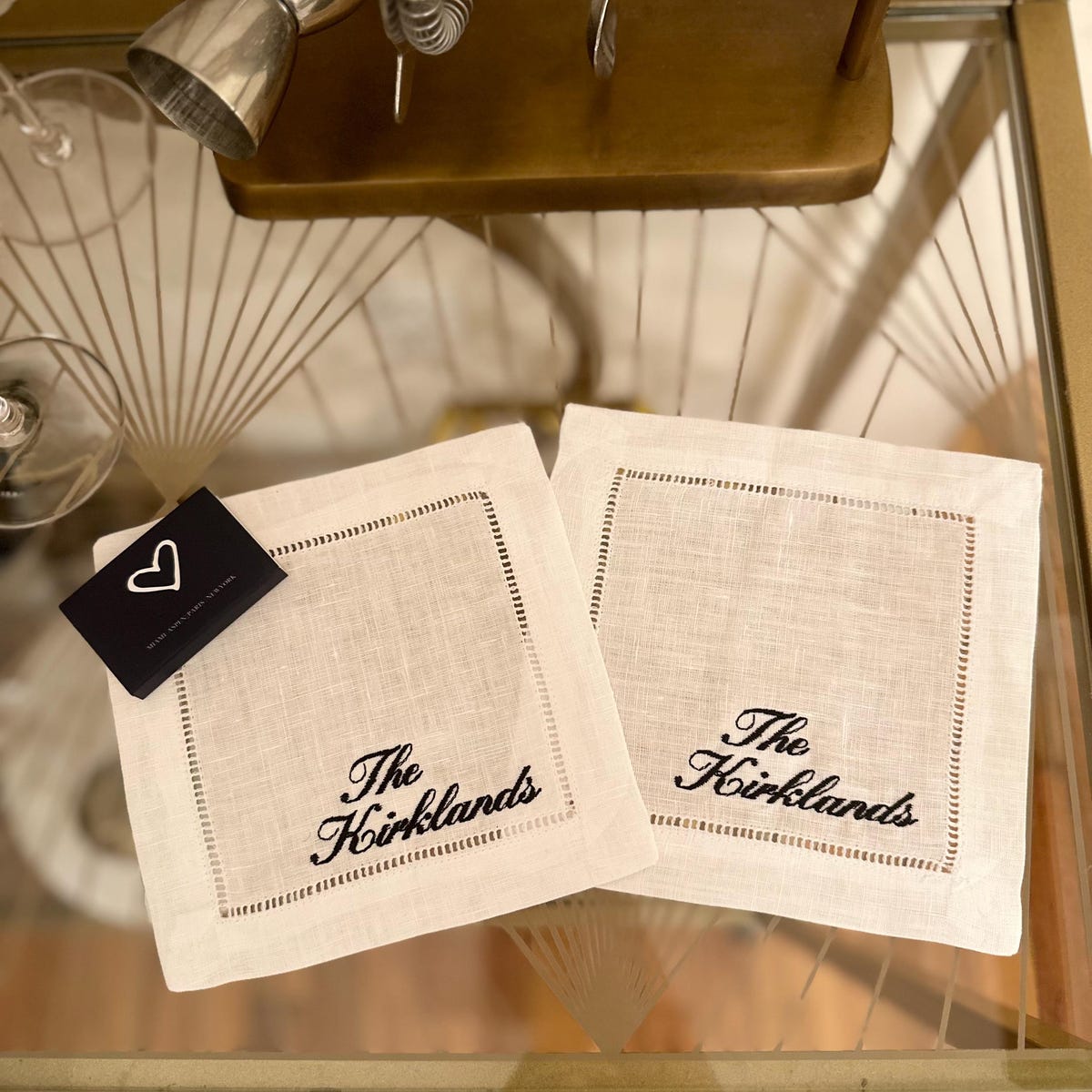 Custom Simple Last Name Embroidered Cocktail Napkin Set of 4 - Etsy