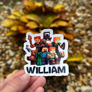 Personalized Pixel Block Stickers | Kids Gaming Labels for School Supplies, Water Bottles & Lunchboxes