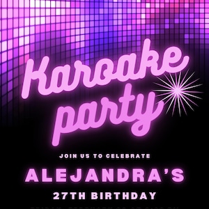Karaoke Party invitation, Karaoke party, Karaoke birthday party invitation, digital invitation