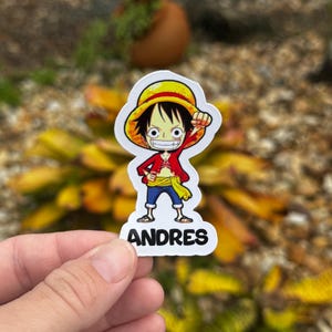 One Piece Personalized Name Label Stickers for Kids | Custom Anime School Supplies, Water Bottle, Lunchbox, Notebook, Waterproof Labels