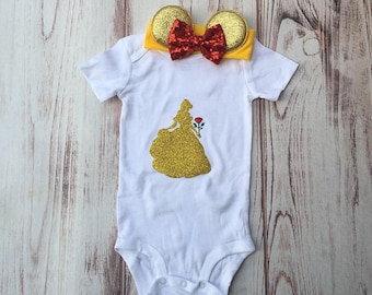 beauty and the beast baby onesie