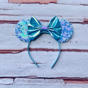 Cinderella Mouse Ears Headband: Iridescent Bow, Sequin Ears