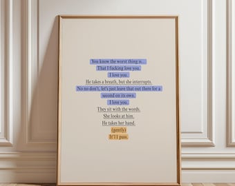 fleabag inspired "It'll pass" annotated quote digital poster, fleabag fanart, movie prints, fleabag movie wall art gift for movie lover fans