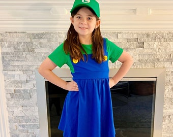 Luigi and Mario Brothers costume inspired  dress birthday party child adult women