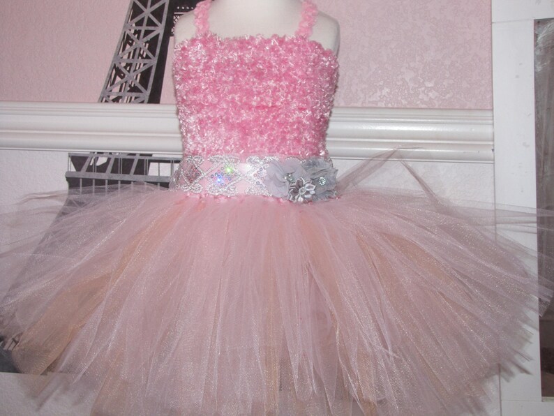 new crochet tutu tube elastic top girl baby child flower girl teen light pink