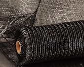 Silver gold Thread Metallic 21 quot Deco Mesh floral decor Christmas Halloween wreath BLACK