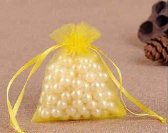 new 100 pieces 2" x 3" MINI Organza Bags Party Favor Gifts wedding baby shower pouches jewerly candy yellow 100